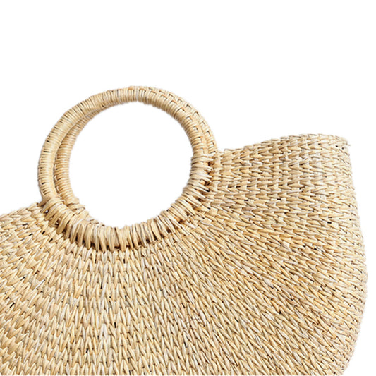 Women's Hand-woven Straw Semicircle Beach Vacation Handbags