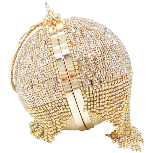 Women's Round Tassel Diamond Hot Rhinestone Dinner Bags