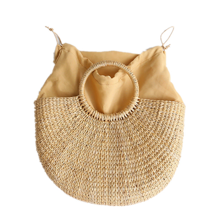 Women's Hand-woven Straw Semicircle Beach Vacation Handbags