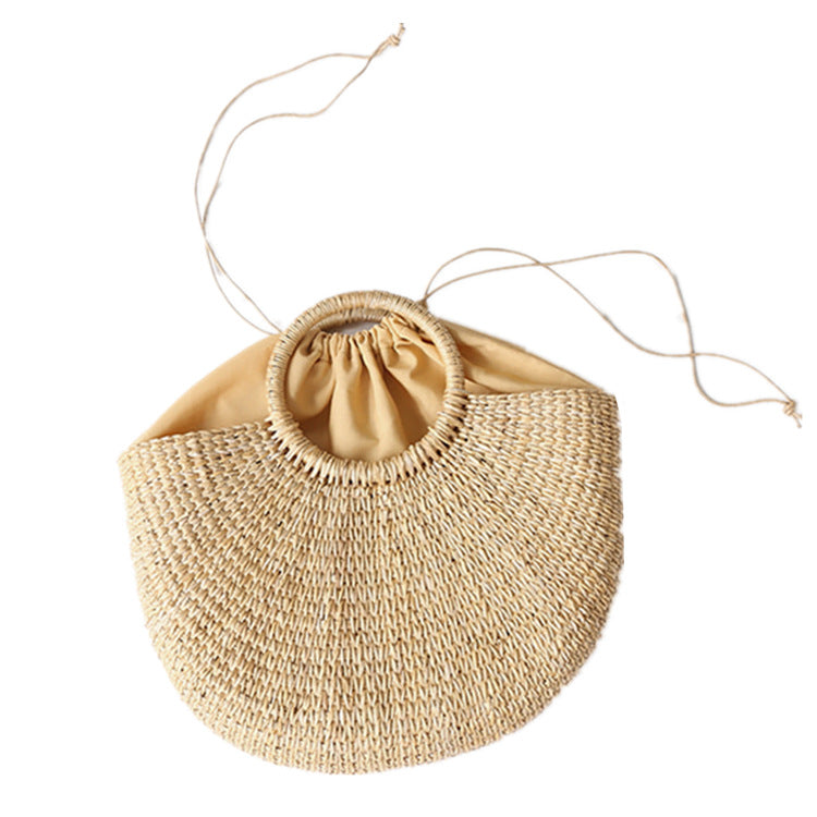 Women's Hand-woven Straw Semicircle Beach Vacation Handbags