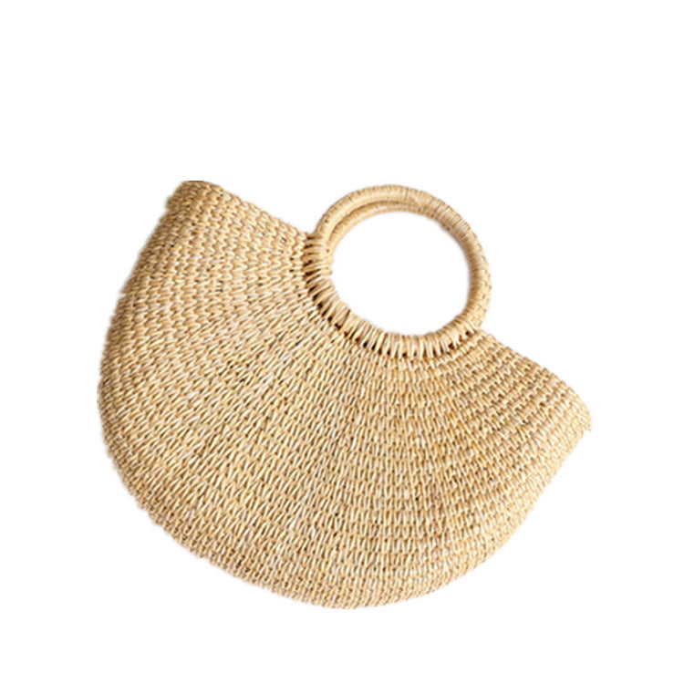 Women's Hand-woven Straw Semicircle Beach Vacation Handbags