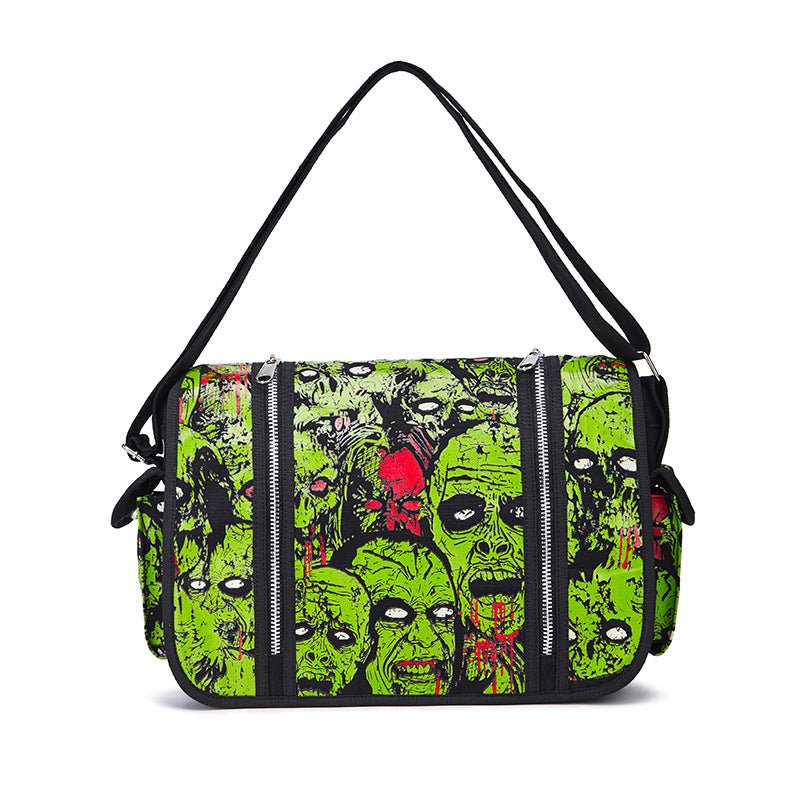 Women's American Large Capacity Skull Fluorescent Printing Crossbody Bags