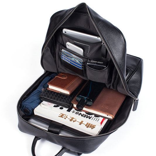 Men's Business Genuine Leather Computer First Layer Cowhide Large Backpacks