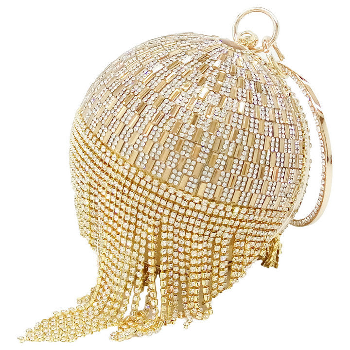 Women's Round Tassel Diamond Hot Rhinestone Dinner Bags