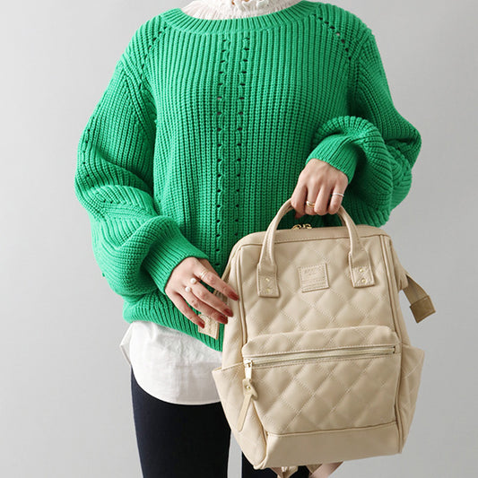 Women's Stylish Glamorous Leather Rhombus Printed Backpacks