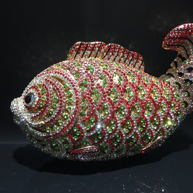 Women's Goldfish Rhinestone Hollow Metal Crystal Dinner Evening Bags