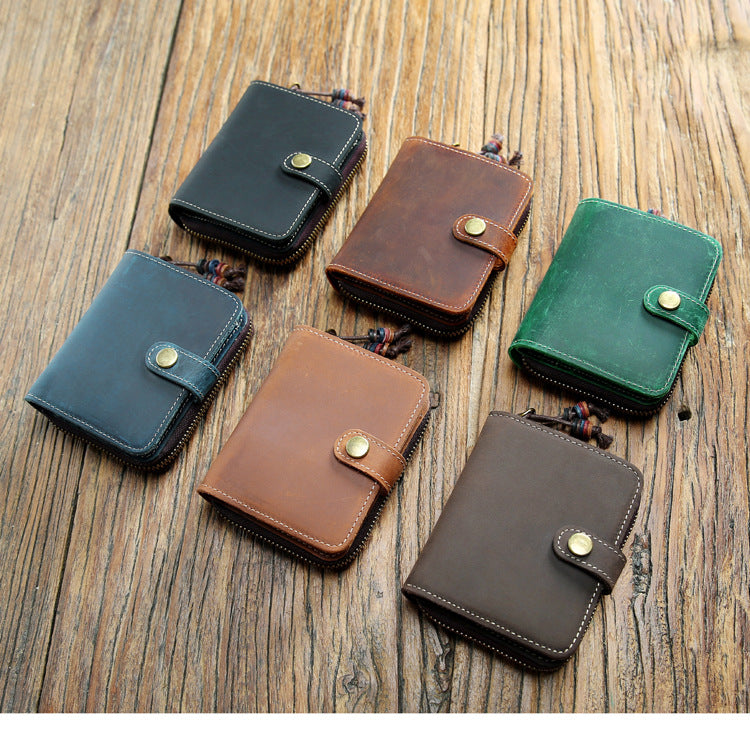Men's Handmade Retro Short Genuine Leather Cowhide Men's Wallets