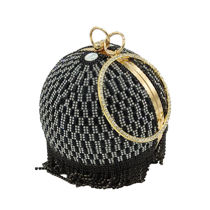 Women's Round Tassel Diamond Hot Rhinestone Dinner Bags
