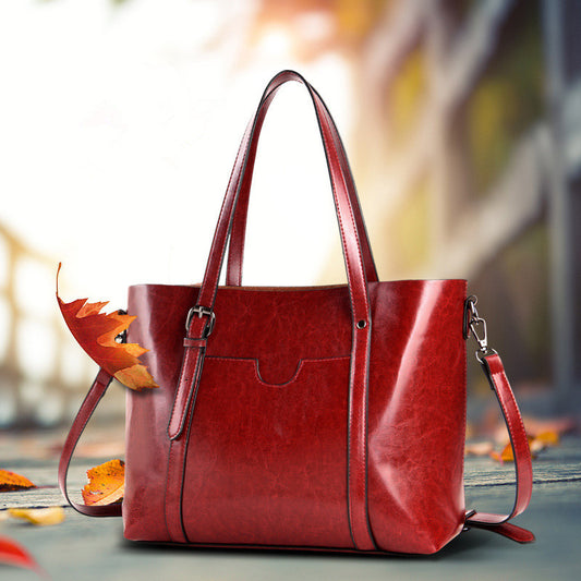 Women's Genuine Leather Large Capacity Retro Big Shoulder Bags