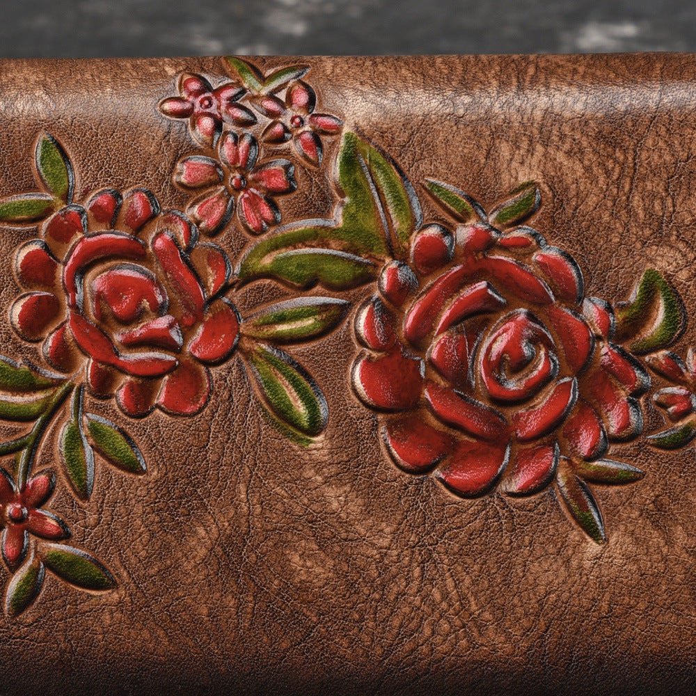 Leather Zipper Genuine Cattlehide Surface Hand-rub Ladies Wallets