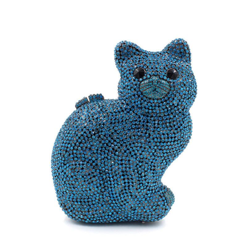 Women's Kitty Rhinestone Hollow Metal Crystal Dinner Evening Bags