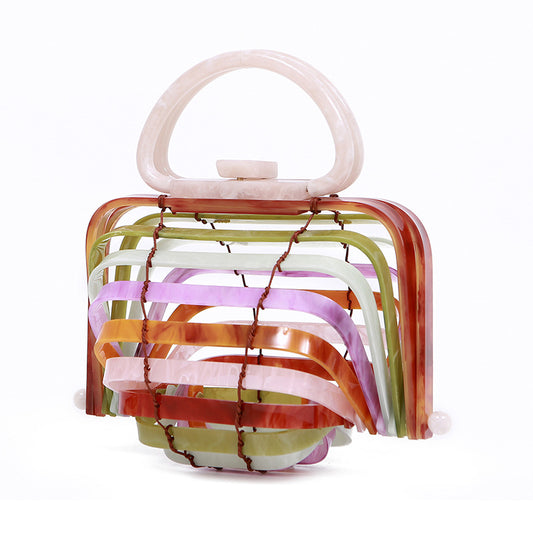 Vacation Beach Acrylic Basket Hollow Folding Evening Bags