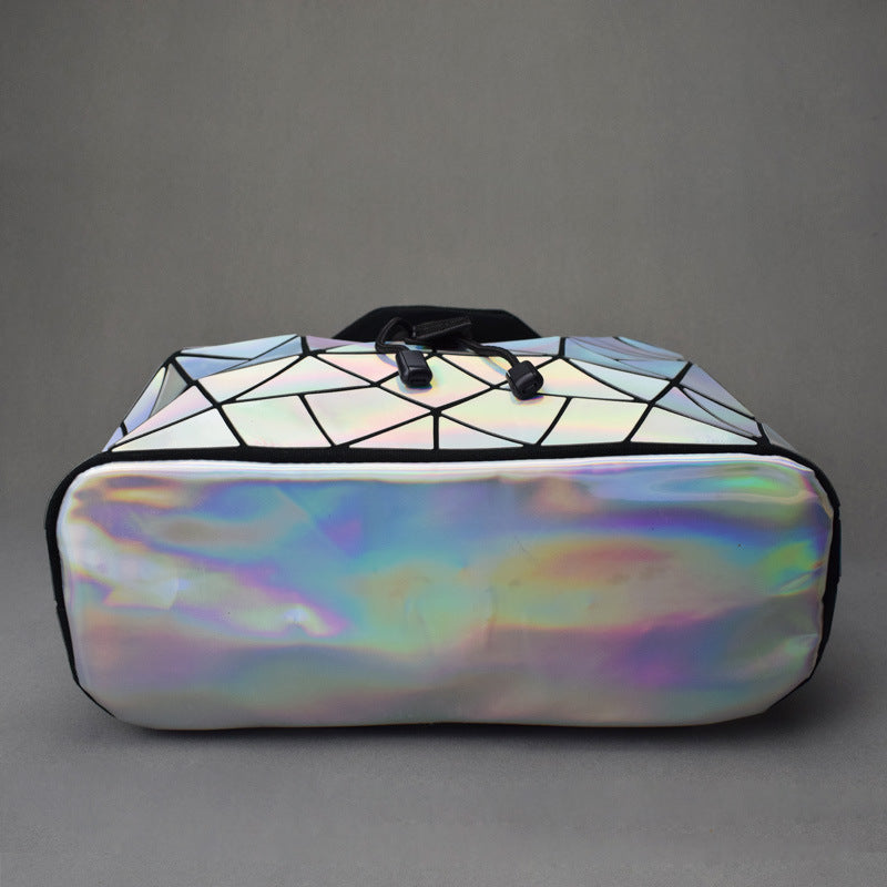 Women's Laser Geometric Rhombus Colorful Female Fashion Backpacks