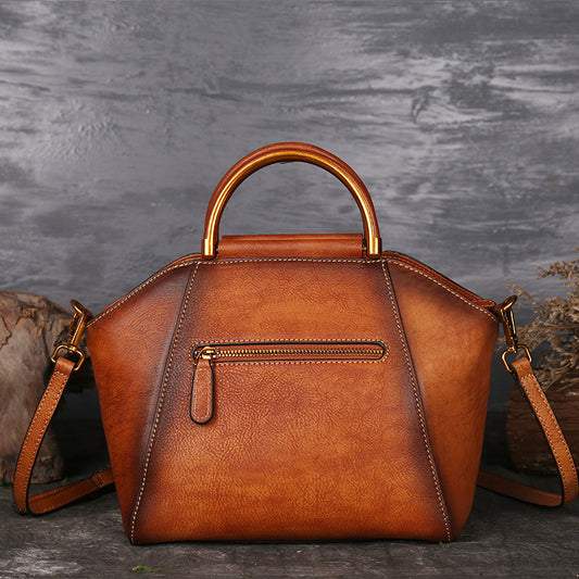 Women's Totem Embossed Leather First Layer Cowhide Handbags