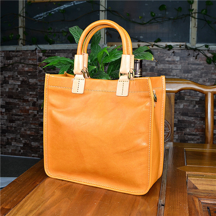 Women's Color First Layer Cowhide Simple Literary Handmade Vegetable Crossbody Bags
