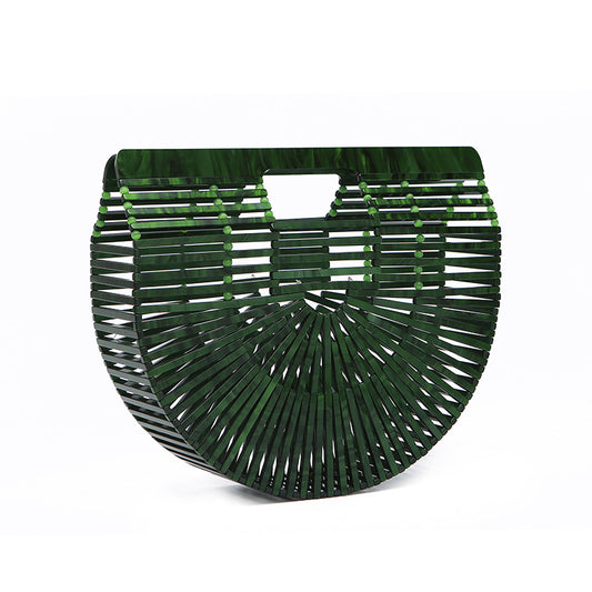 Women's Acrylic Hand-knitted Creative Basket Clutch Striped Evening Bags