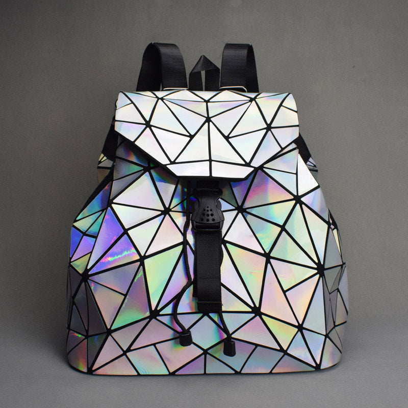 Women's Laser Geometric Rhombus Colorful Female Fashion Backpacks