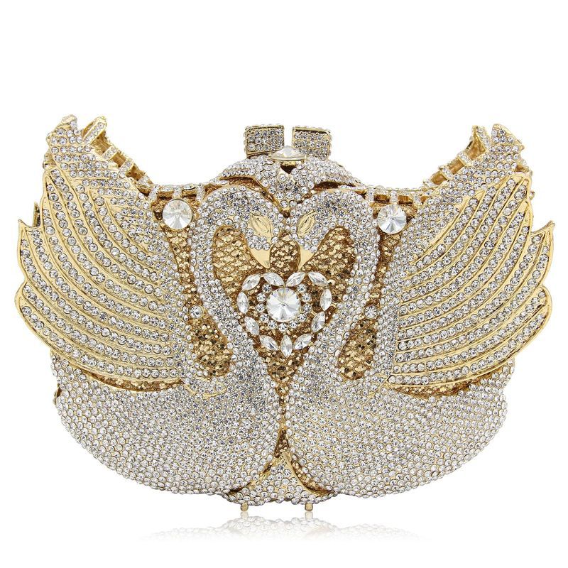 Women's Swan Diamond Banquet Dress Over Large Evening Bags