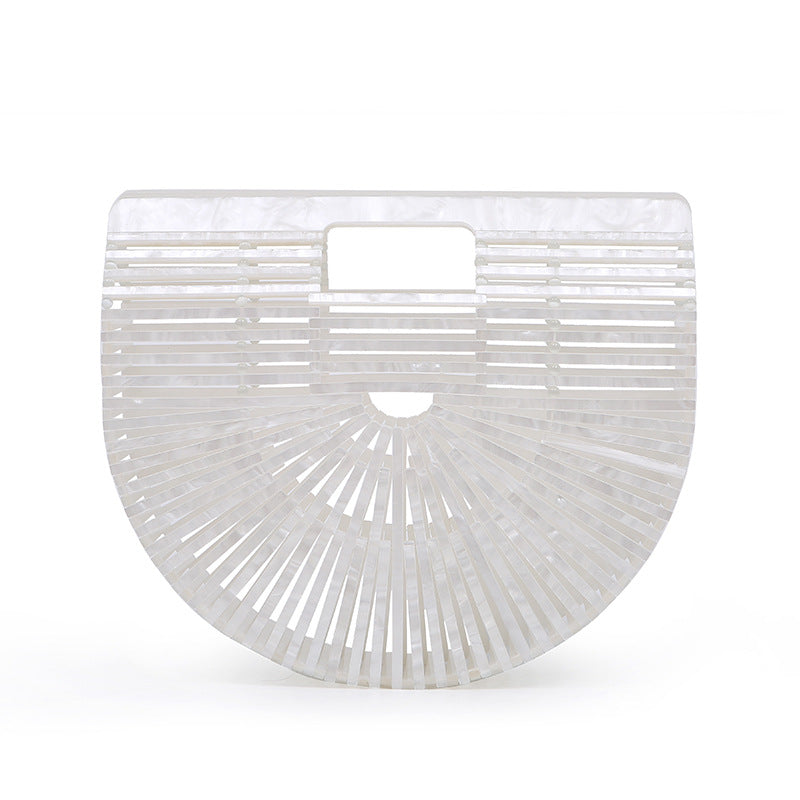 Women's Acrylic Hand-knitted Creative Basket Clutch Striped Evening Bags