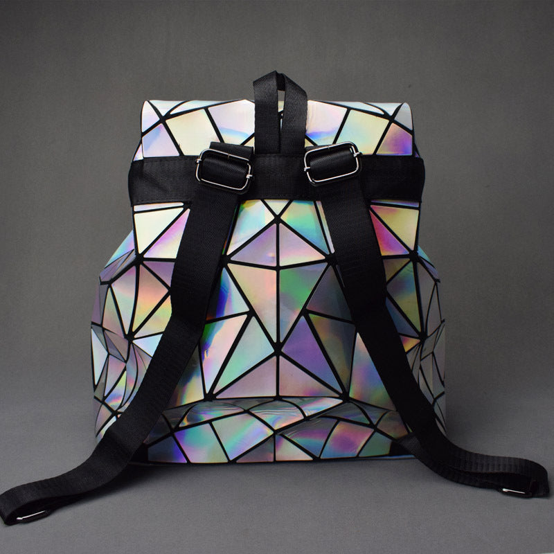 Women's Laser Geometric Rhombus Colorful Female Fashion Backpacks