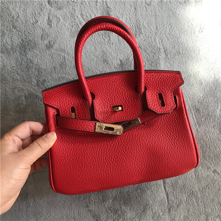 Women's Leather Lychee Pattern First Layer Cowhide Crossbody Bags