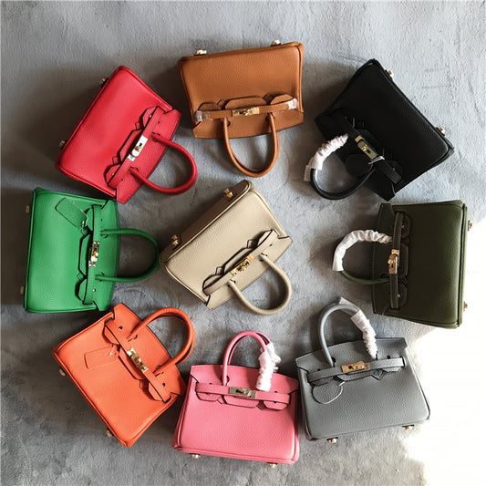 Women's Leather Lychee Pattern First Layer Cowhide Crossbody Bags