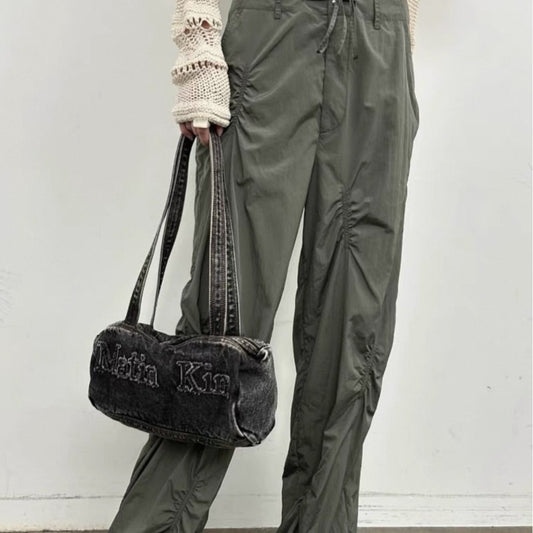Women's Slouchy Niche Denim Washed Embroidered Handbags