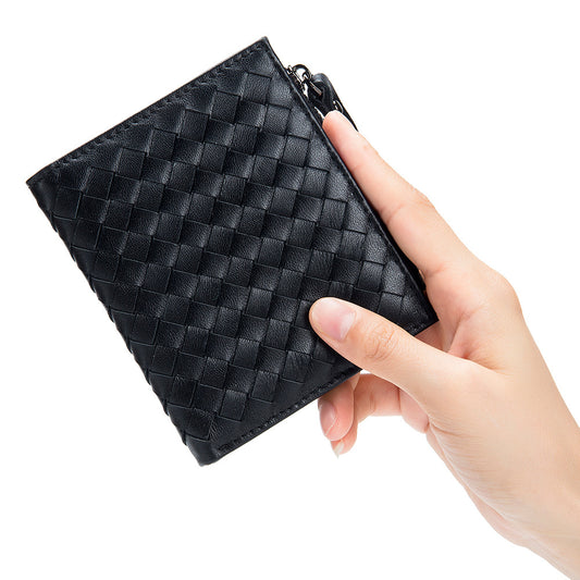 Men's Short Woven Large Capacity Fashion Zipper Men's Wallets
