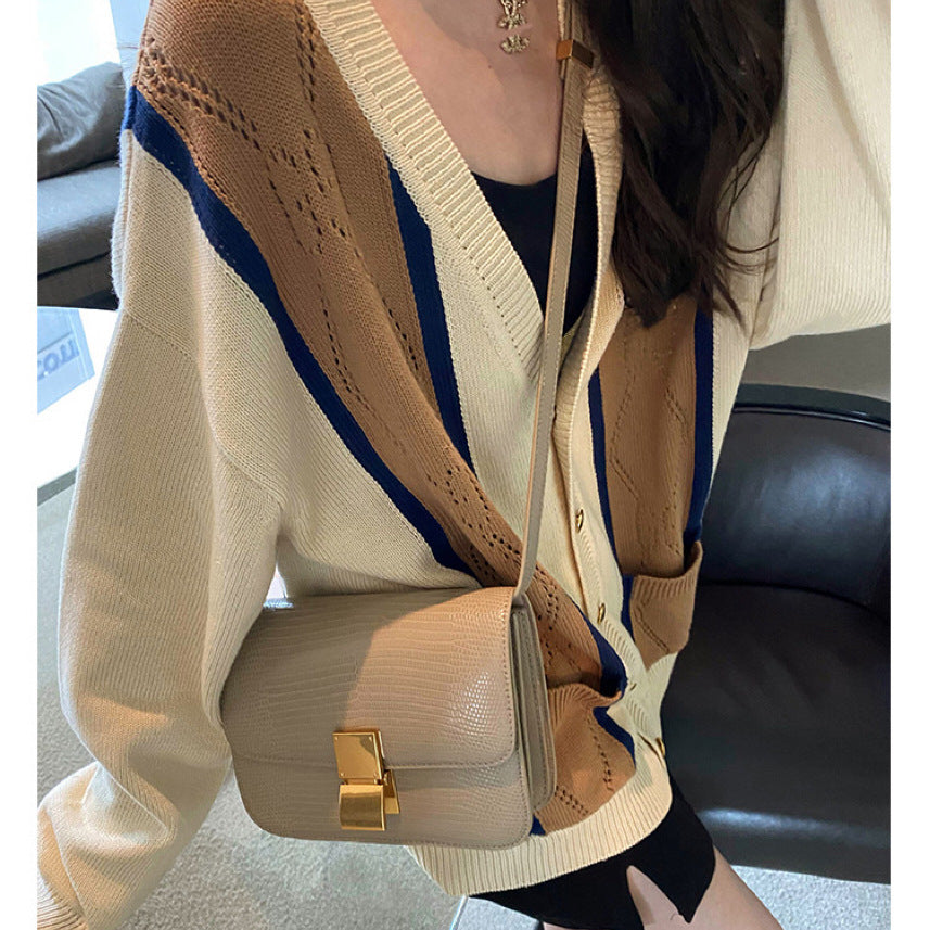 Women's Genuine Leather Lizard Pattern Stewardess Commuting Shoulder Bags