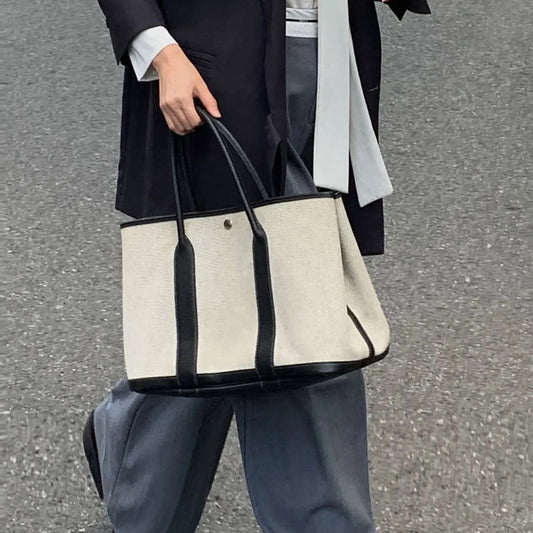 Women's Handmade Genuine Leather Color-matching Large Capacity Handbags