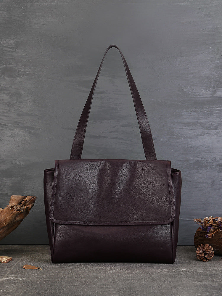Women's Genuine Leather First Layer Cowhide Simple Commute Crossbody Bags