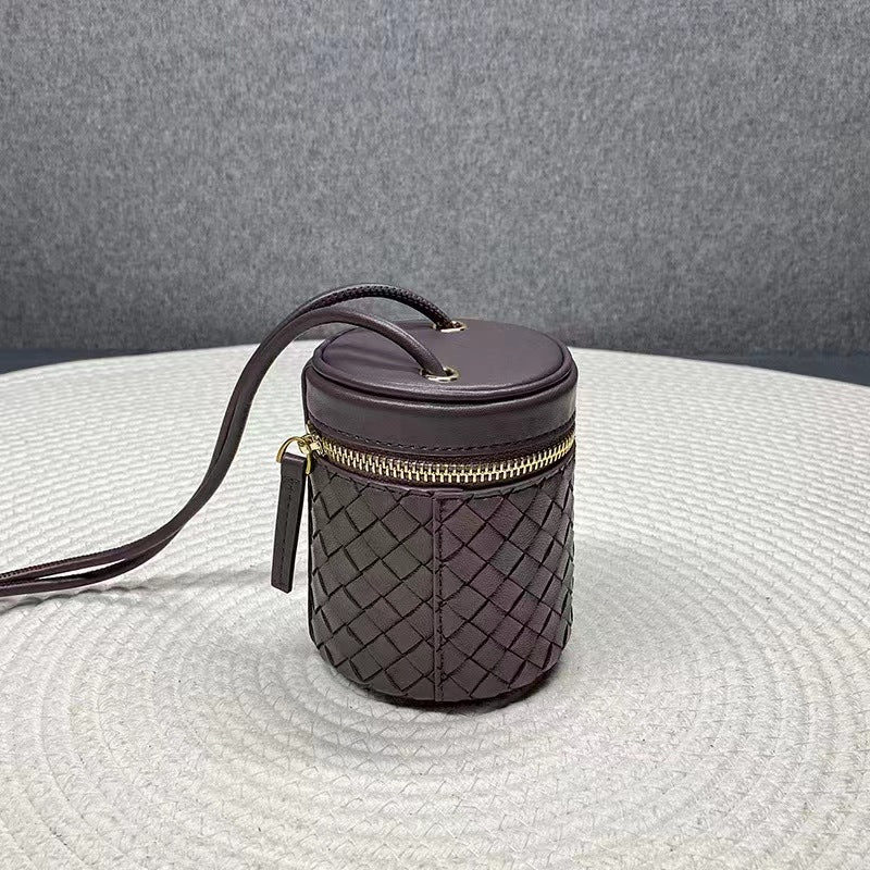 Women's Sheepskin Simple Fashion Cylinder Woven Exquisite Crossbody Bags