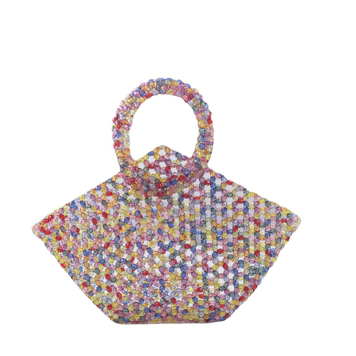Women's Beads Vegetable Basket Hollow Triangle Round Handbags