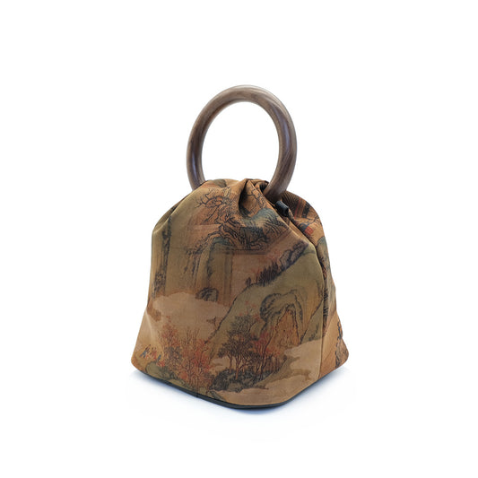 Yarn Wooden Chinese Style Hand Carrying Crossbody Bags