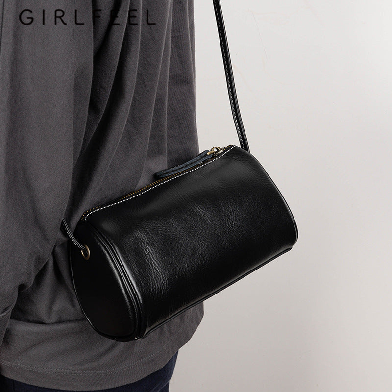 Women's Fashionable Genuine Leather Retro Vegetable Tanning Crossbody Bags