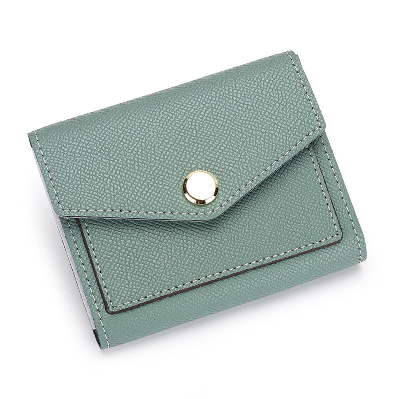 Women's Full Leather Short Korean Style Contrast Color Versatile Ladies Wallets