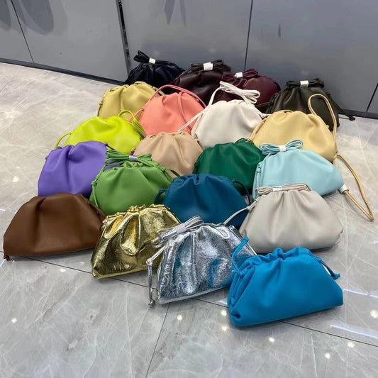 Women's Genuine Leather Solid Color Trendy Dumpling Shoulder Bags