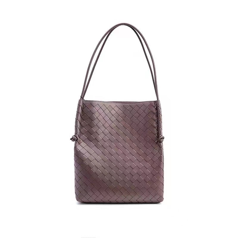 Women's Sheepskin Combination Commute Stylish Textured Woven Shoulder Bags