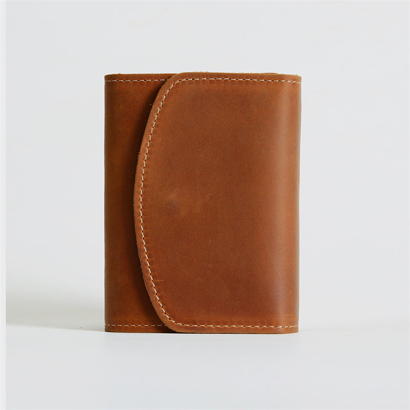 Women's & Men's Retro First Layer Cowhide Short Genuine Purses