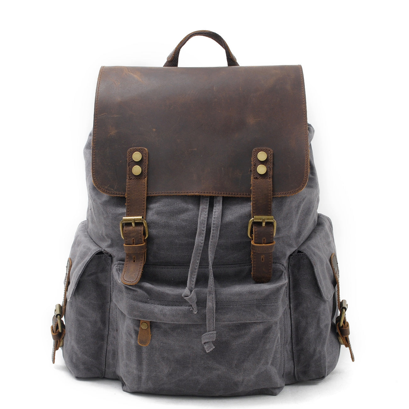 Men's Trendy Computer Oil Wax Matching Hide Backpacks