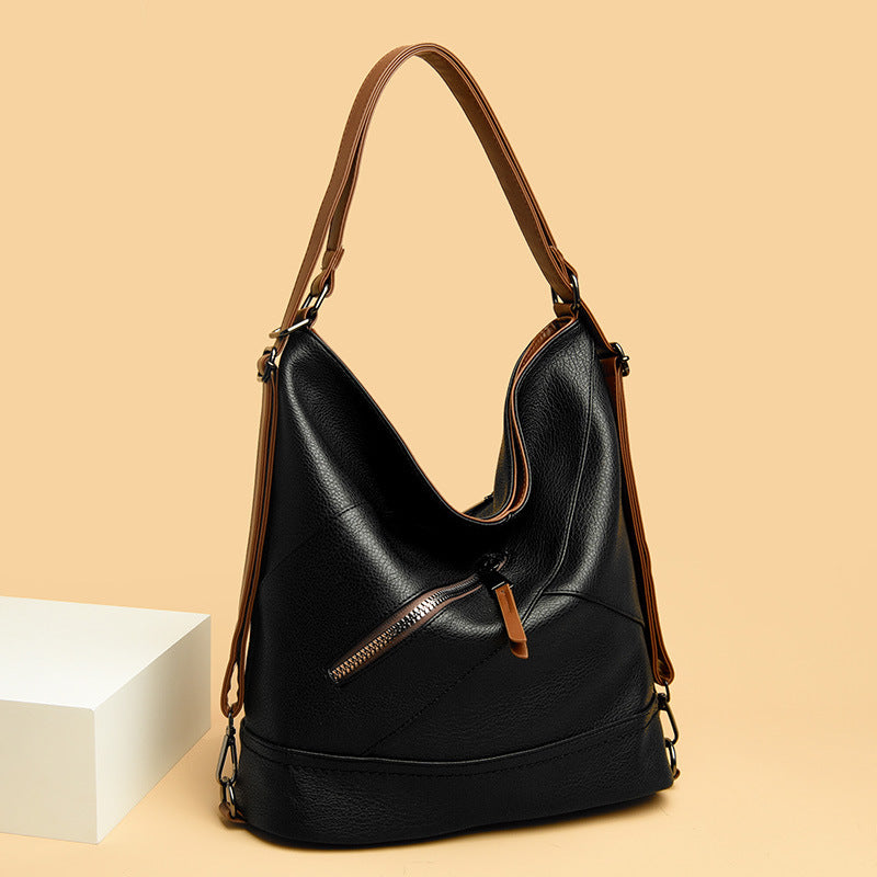 Women's Texture Commuter Winter Soft Leather Fashion Backpacks