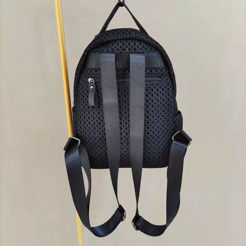 Women's Mesh With Leather Personality Rivets Rhinestone Thick Straps Backpacks