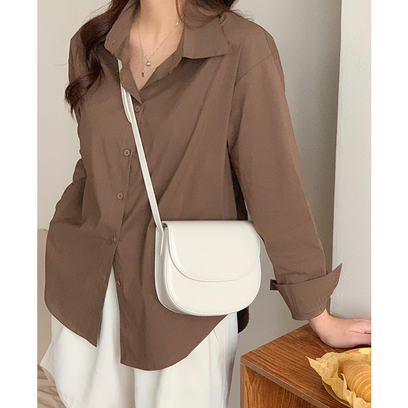Women's Niche Genuine Leather High-grade Simple Saddle Bags