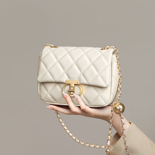 Women's Autumn Genuine Leather Rhombus High-grade Feeling Bags