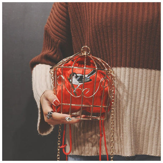 Women's Retro Concave Shape Fashion Bird Cage Crossbody Bags