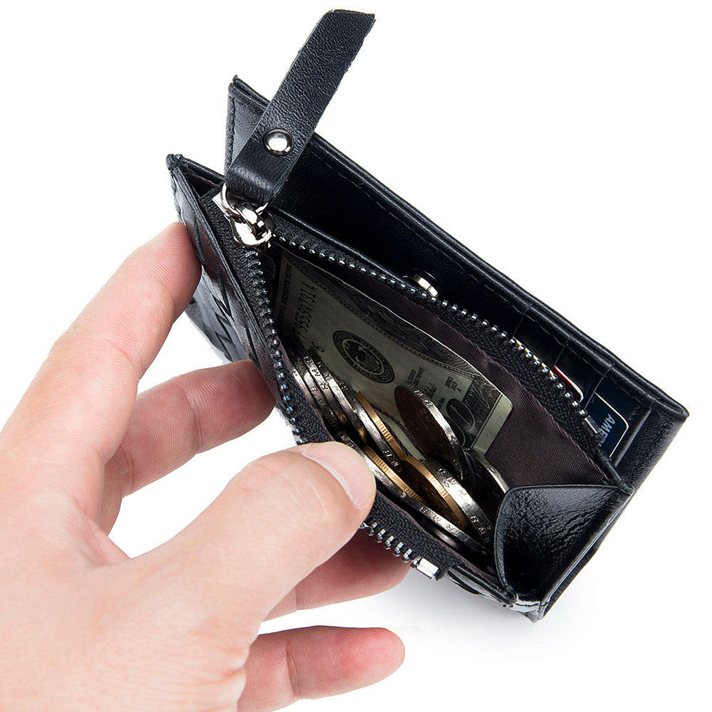 Men's Short Woven Large Capacity Fashion Zipper Men's Wallets