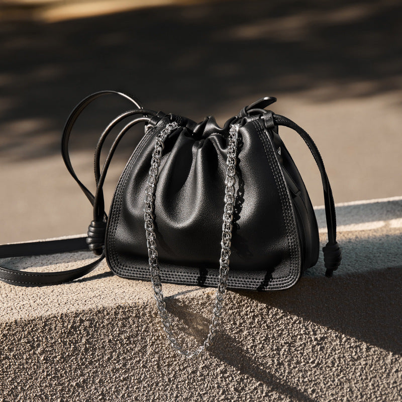 Women's Summer Niche Pleated Underarm High-grade Genuine Shoulder Bags