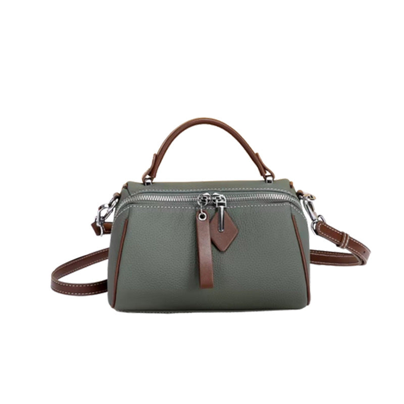 Women's Boston Pillow First Layer Cowhide Large Crossbody Bags