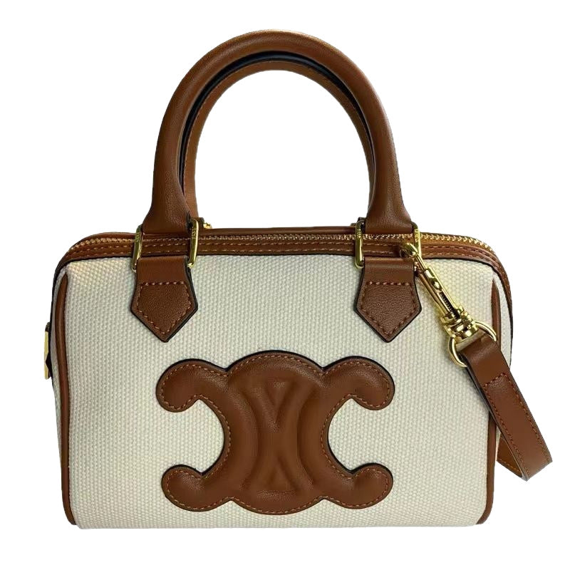 Women's Genuine Leather Boston Pillow Portable Same Handbags