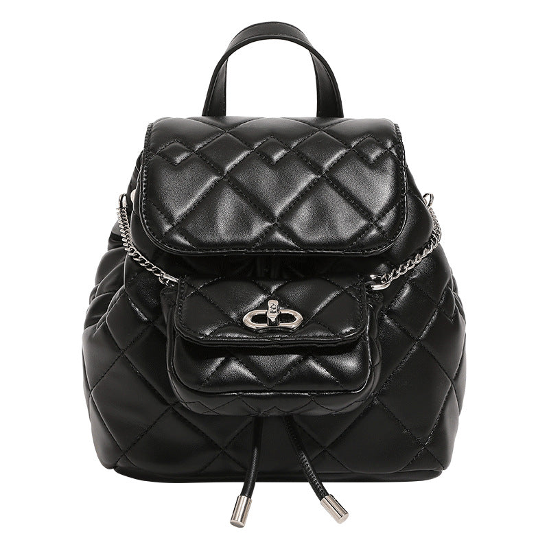 Women's Classic Style Rhombus Design High-grade Chain Backpacks